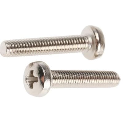 RS PRO 4830114 Nickel Plated Brass Pan Head Machine Screws M3x16mm RS