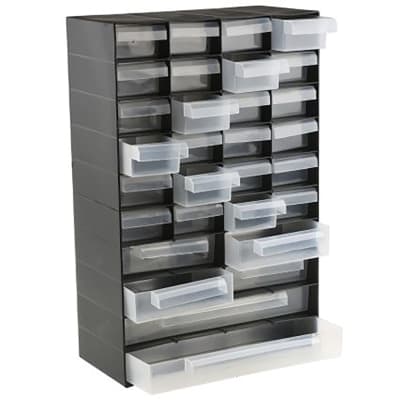 Rs Pro By Allied 8776803 Black Plastic 30 Drawer Storage Unit 16 5 X 10 6 X 5 420 X 270 X 130mm Allied Electronics Automation