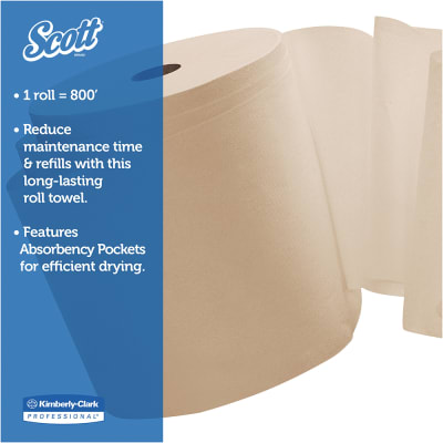 1 Individual Roll of 800' 8 x 800' Roll Poly-bag Protected 1 Individual Roll of 800 Brown Kimberly Clark 04142 Scott Hard Roll Paper Towels Poly-bag Protected 8 x 800 Roll 