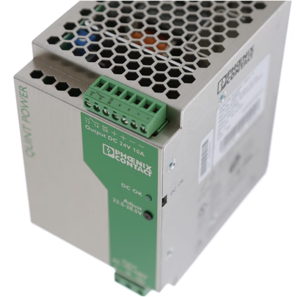 Phoenix Contact 2938604 Power Supply, ACDC, 24VDC, 10A, 240W, DIN Rail Mount, QUINT POWER