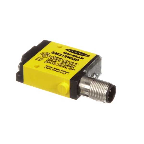 Banner Engineering SM312WQD Photoelectric Sensor, Divergent Diffuse, 130mm, 30VDC, NPN/PNP