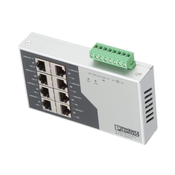 Phoenix Contact - 2832771 - Ethernet Switches, 8 Port, Unmanaged, 24 VDC, FL Switch SF Series