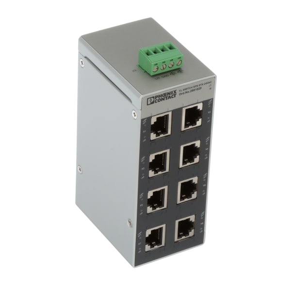 Phoenix Contact - 2891020 - Ethernet Switches, 8 Port, Unmanaged, 24 VAC, FL Switch SFN/SFNT