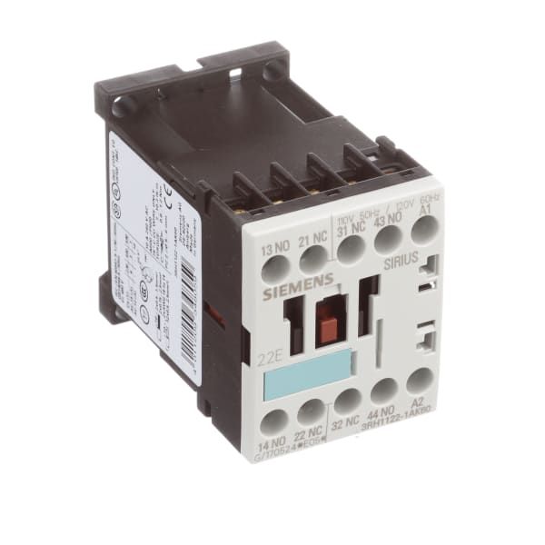 Siemens - 3RH1122-1AK60 - Relay; Contactor; 110VAC Coil; 2NO/2NC; 4-Pole; DIN Rail; S00; SIRIUS ...