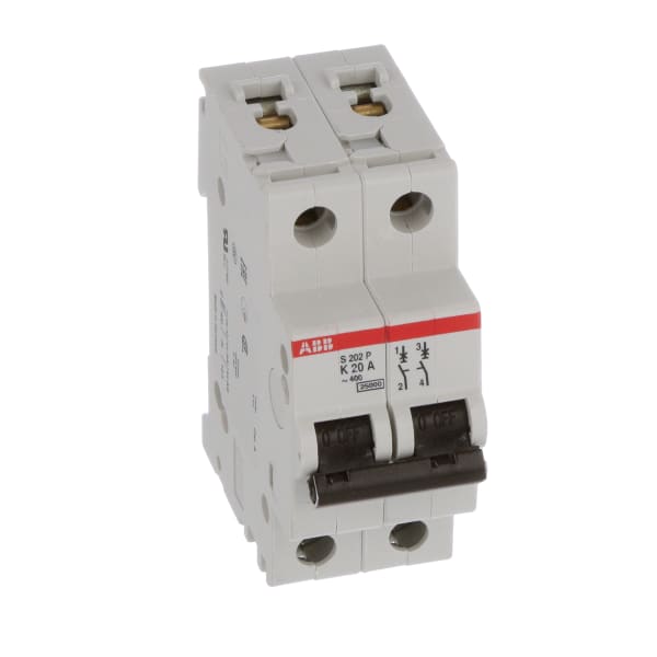 ABB - S202P-K20 - Circuit Breaker; 2-P; K Curve; 20A; 10kA; 480Y/277