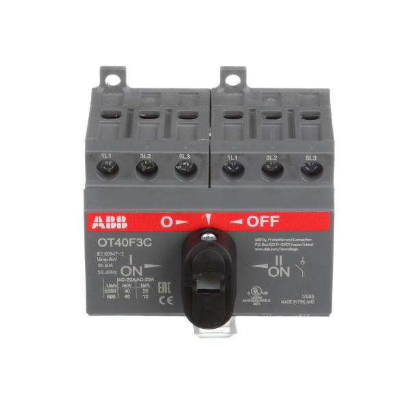 ABB - OT40F3C - Non-Fusible Transfer Switch, 3 Pole, 40A, Din Rail ...