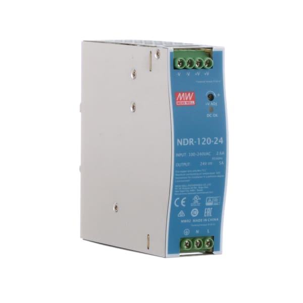 Mean Well USA - NDR-120-24 - Power Supply, AC-DC, 24V,5A, 100-264V In .