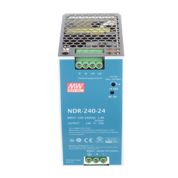 Mean Well Ndr Power Supply Ac Dc V A V In Enclosed Din Rail Pfc W Ndr