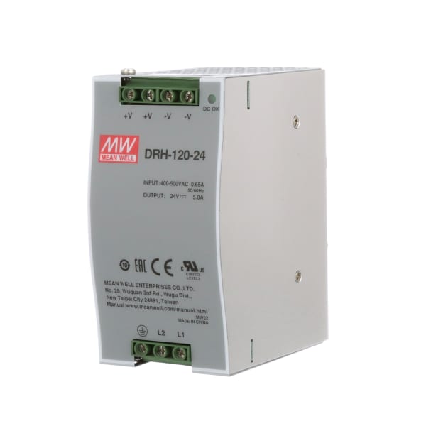 MEAN WELL - DRH-120-24 - Power Supply, AC-DC, DIN Rail, 24V,5A, 120W ...