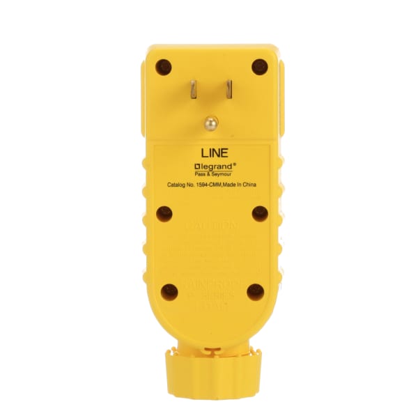 Pass & Seymour 1594CMM Plug, Right Angle, Portable, GFCI, Manual