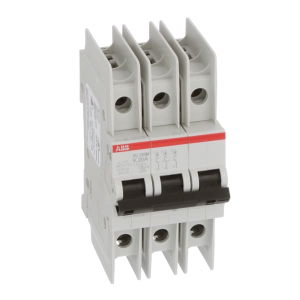 ABB - SU203M-K20 - Miniature Circuit Breaker, Trip Curve K, 20 Amp, 3