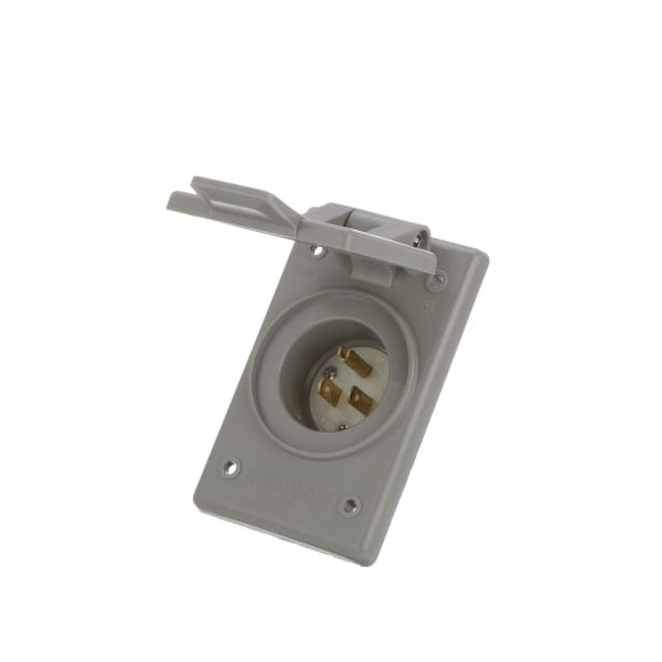 Leviton - 5278-CWP - Straight Blade Flanged Inlet, 15A/125VAC, 10-18 ...