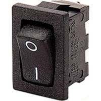 ROCKER 20A BLACK Arcolectric C1350AABB SWITCH HIGH INRUSH; DPST; ON-OFF QC; ACTUATOR 250VAC; 0.25 IN 