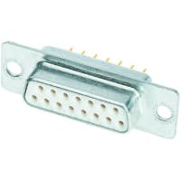 2.29mm Pitch Harting 15 Way Right Angle Through Hole PCB D-sub Connector Socket 
