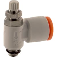 Speed Control, Elbow, Meter Out, 10-32 UNF port, for 1/4 Tube, PBT, AS Series SMC CORPORATION AS1201F-U10/32-07