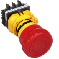 Pushbutton switch,E-Stop, 40mm btn, 24V LED, 3NC 1NO(monitor contact),22mm mnt IDEC CORPORATION XW1E-LV413Q4M-R