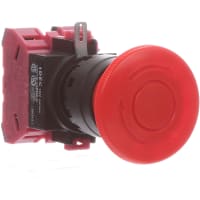 E-Stop switch,Red 40mm head, Pushlock twist reset, 10A, 120VAC, 2NC, 22mm, UL IDEC CORPORATION HW1B-V4F02-R