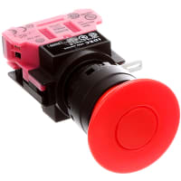 Pushbutton switch,E-Stop,40mm push-pull btn,1NC,22mm mnt hole,Screw terminals IDEC CORPORATION HW1B-Y2F01-R