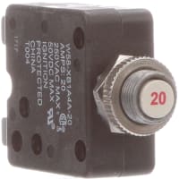 Circuit Breaker Therm Push 20A Panel 1 Pole Vol-Rtg 250/50VAC/VDC TE Connectivity W58-XB1A4A-20
