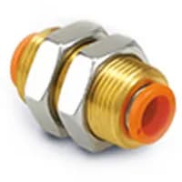 Tubing Fitting,Bulkhead Union,1/4in,Same Dia. Tubing,Brass,Series KQ2 SMC CORPORATION KQ2E07-00A