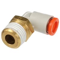 Tubing Fitting,Threaded,Male Elbow,1/4in Tube,1/4NPT Brass Thread,w/Seal SMC CORPORATION KQ2L07-35AS