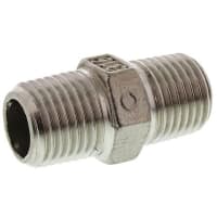 Stainless Steel Circular Hexagon Nipple 1/4in R Male-1/4in R Male 1.26in Length RS PRO 4992931