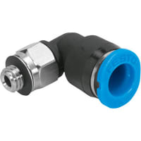 Push-in 90 deg Connector, 1 Port M5 Thread & 1 Port 4mm OD tube, Blue ring FESTO CORPORATON QSML-M5-4