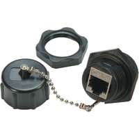 Bulkhead Panel Mount Coupler, Shielded, Cat 5e IP67 RJ45, Feed-Thru W/Dust Cap L-COM WPBHC5E