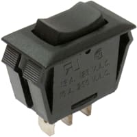 Rocker Switch, GRS-2000 Series, SPDT, (ON)-OFF-(ON), Black, 16A, 125VAC, .250" CW INDUSTRIES GRS-2013C-1300