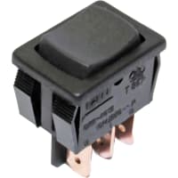 Rocker Switch, SPDT, ON-OFF-ON, Black Rocker, 8A, 125VAC, .187, GRS-4000 Series CW INDUSTRIES GRS-4013C-0001