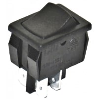 Rocker Switch, DPST, ON-OFF, Black Actuator, 16A, 125VAC, .187", GRS-4000 Series CW INDUSTRIES GRS-4021-0002