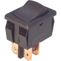 Rocker Switch,GRS-4000 Series,DPST,OFF-(ON),Black Actuator,13A,125VAC,.187" QC CW INDUSTRIES GRS-4021B-0000