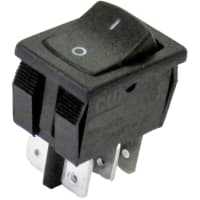 Rocker Switch,GRS-4000 Series,DPDT,ON-ON,Black,I/O Vertical,16A,125VAC,.187" Q CW INDUSTRIES GRS-4022-0013