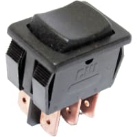 Rocker Switch,GRS-4000 Series,DPDT,(ON)-OFF-(ON),Black Rocker,13A,125VAC,.187 Q CW INDUSTRIES GRS-4023C-1300