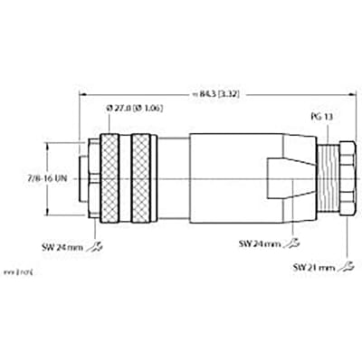 TURCK - B 4141-0/13.5 - 4-Pin Female Connector For Use With 4-Pin ...