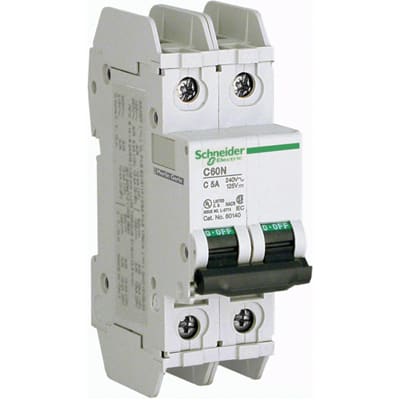 Schneider Electric - 60154 - Circuit Breaker, 2 A, 120/240 V, 2, Miniature,  Box Lug/Box Lug, 3.19 in. - Allied Electronics & Automation