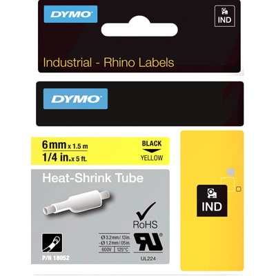 Dymo - 18052 - Tubing, Heat Shrink, Yel 