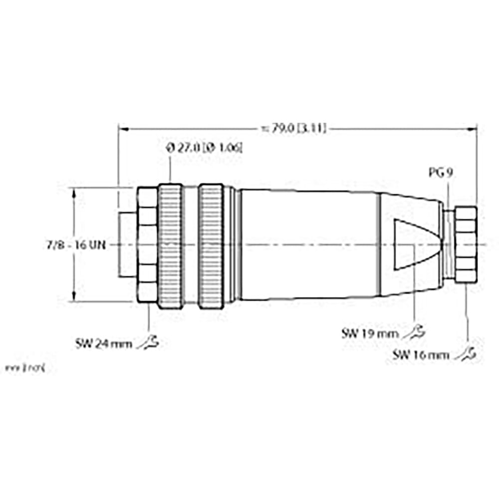 TURCK - B 4151-0/9 - Circular 7/8" Socket, 5 Position, Screw Terminal ...