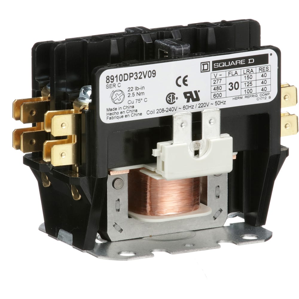 SQUARE D 8910DP32V09 Definit Prpose Cntactr,208/240VAC,30A,2P 
