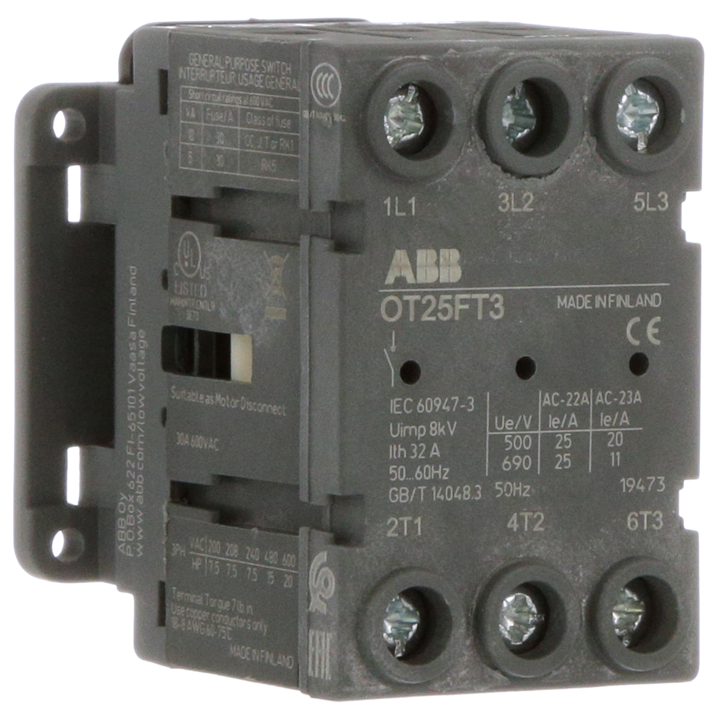10 NEW ABB Asea Brown Boveri OT25E3 Disconects 3 pole 25 amp 600 volt SMALL size 