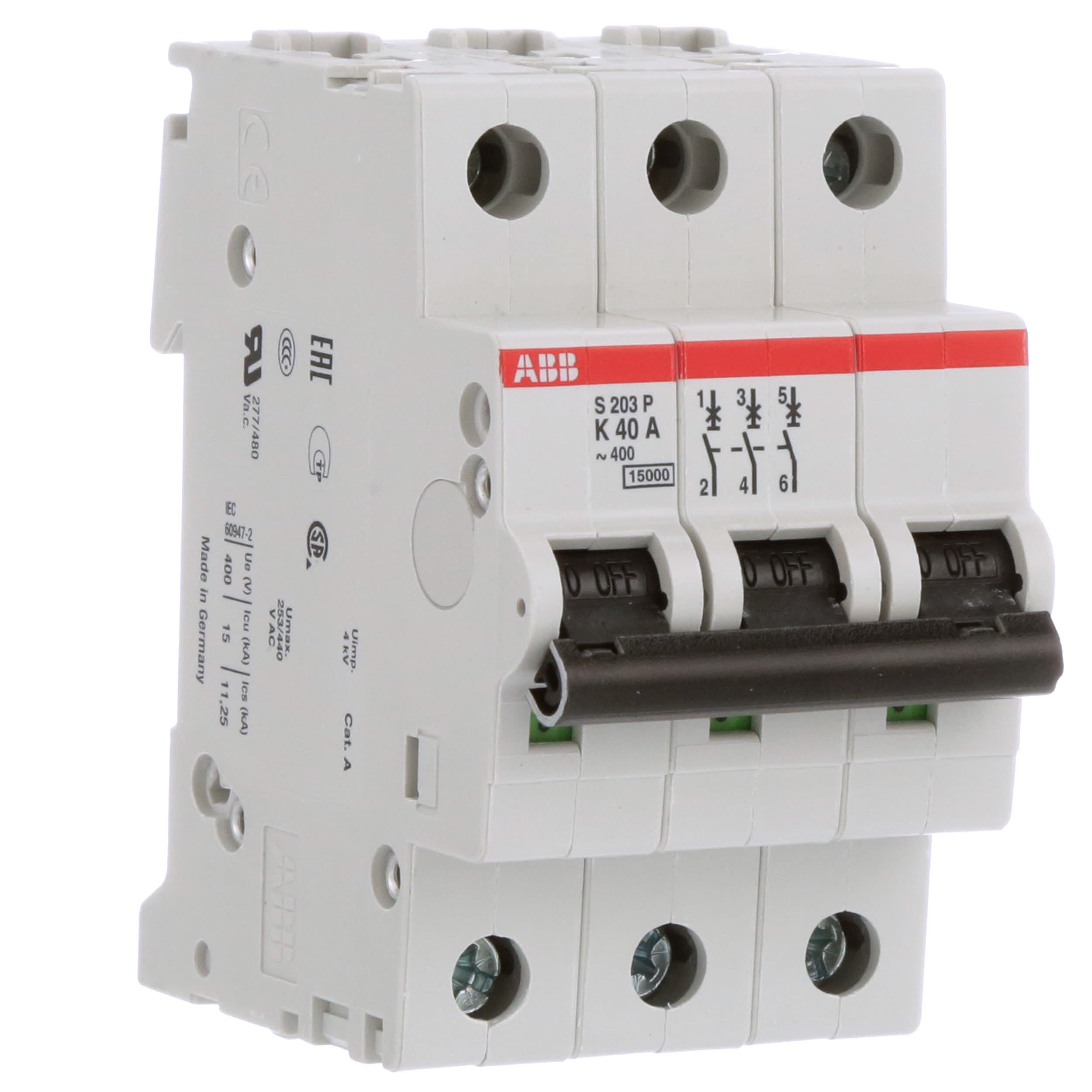 Abb S3p K40 Circuit Breaker Supplementary K Curve 3 Pole 40a 10ka 480y 277vac Ul1077 Allied Electronics Automation