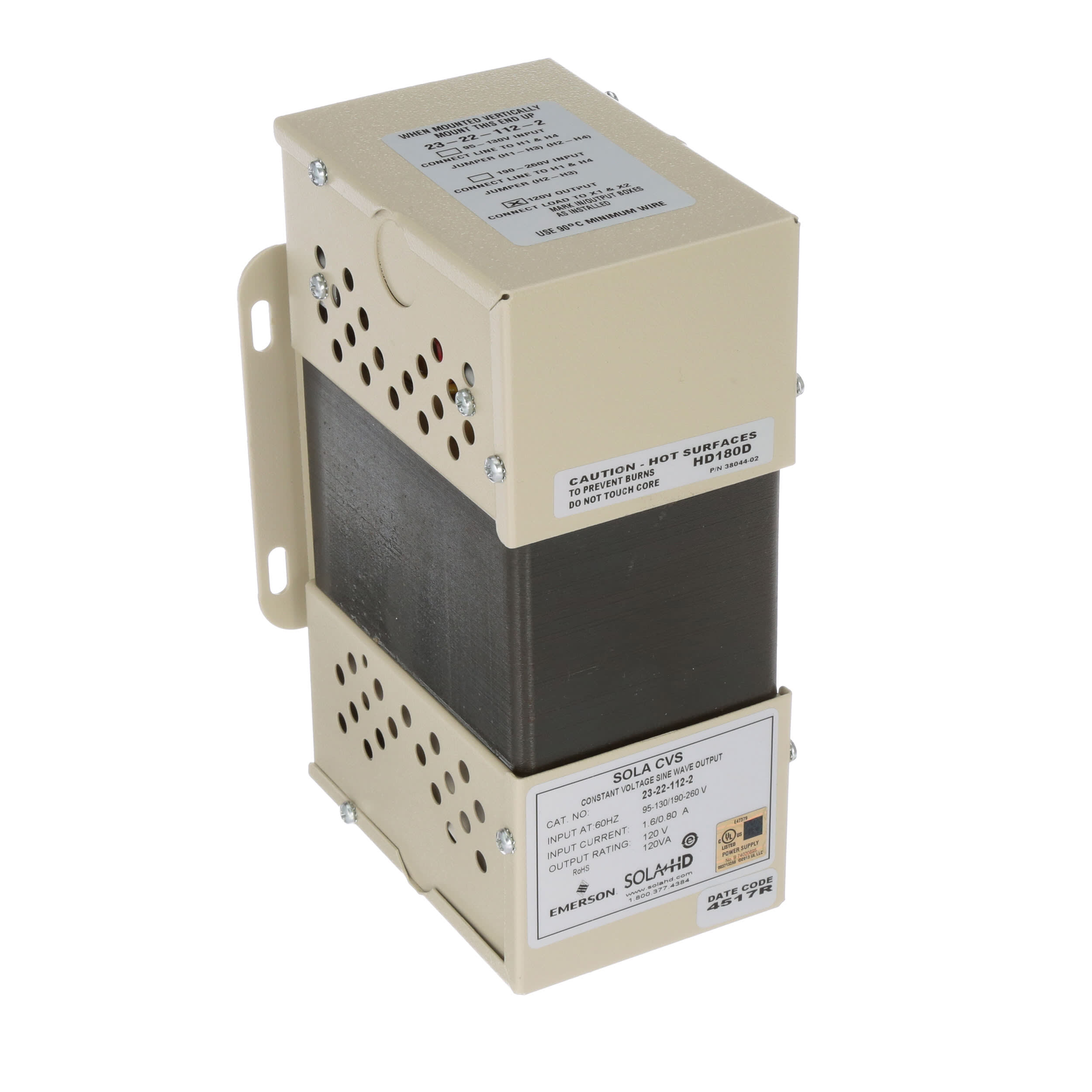 Emerson Sola HD CVS Constant Voltage Transformer 23-23-125-8 Output 120V