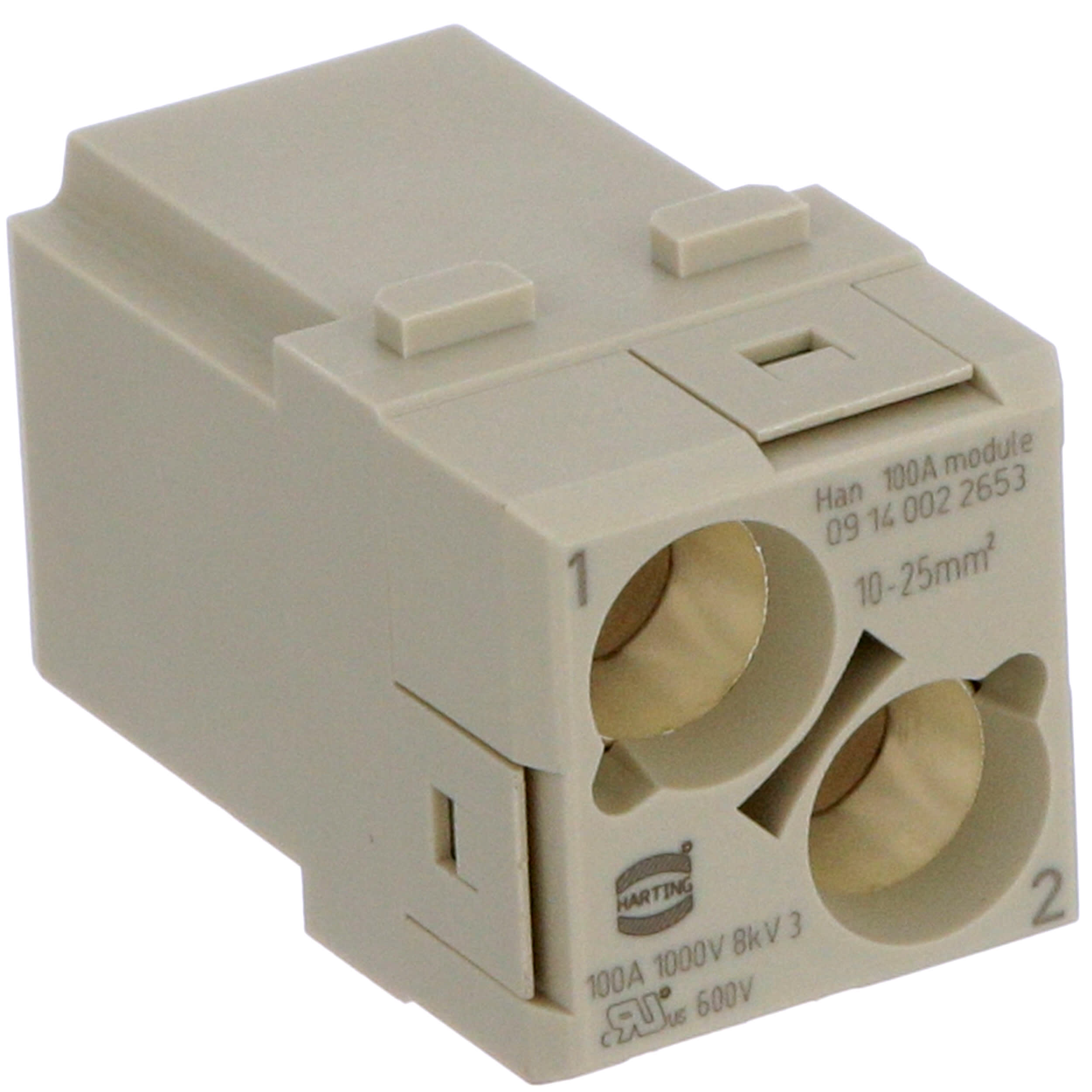 HARTING - 09140022653 - Heavy Duty Han 100Amp Double module Male axial ...