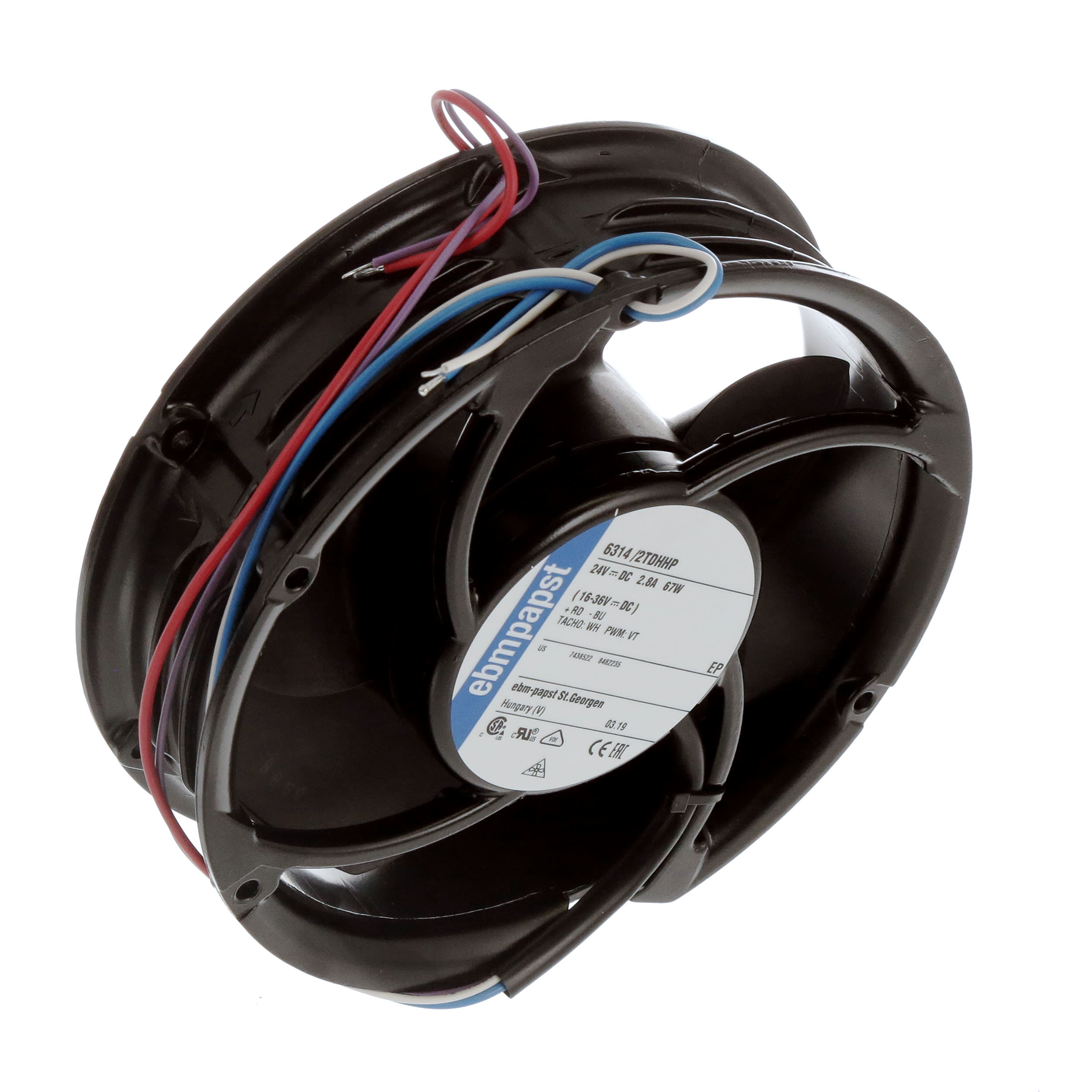 ebmpapst 6314/2TDHHP DC Fan, 24V, 172x51mm, Round, 417.9CFM, 67W