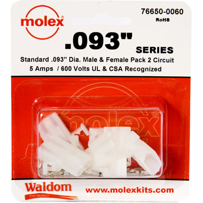 MOLEX 76650-0060 .093" 2 CIRCUIT POWER PLUG SOCKET SET OF 3 W/ PINS FOR HEATHKIT