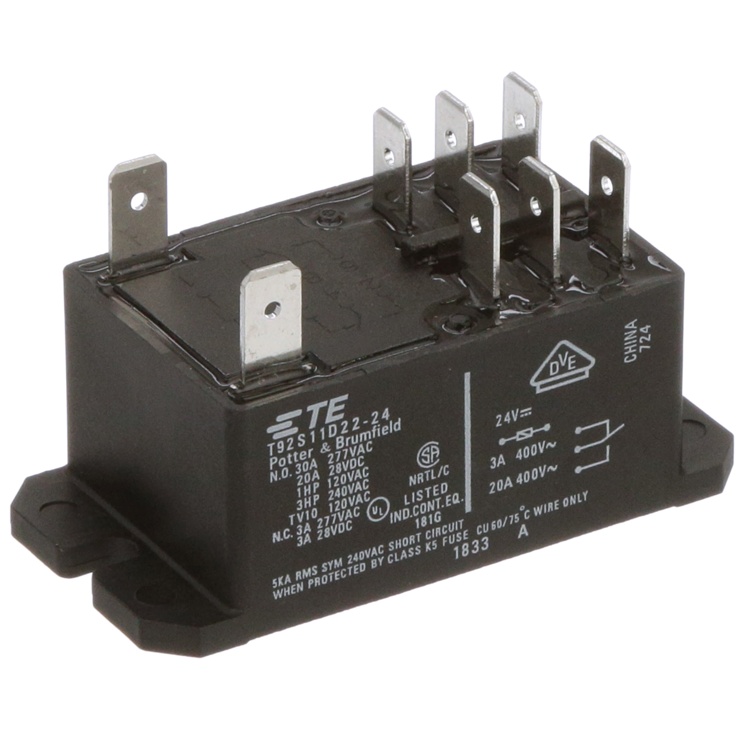 TYCO T92S11A22-24 Power Relays 24VDC 8Pins 3A 400V