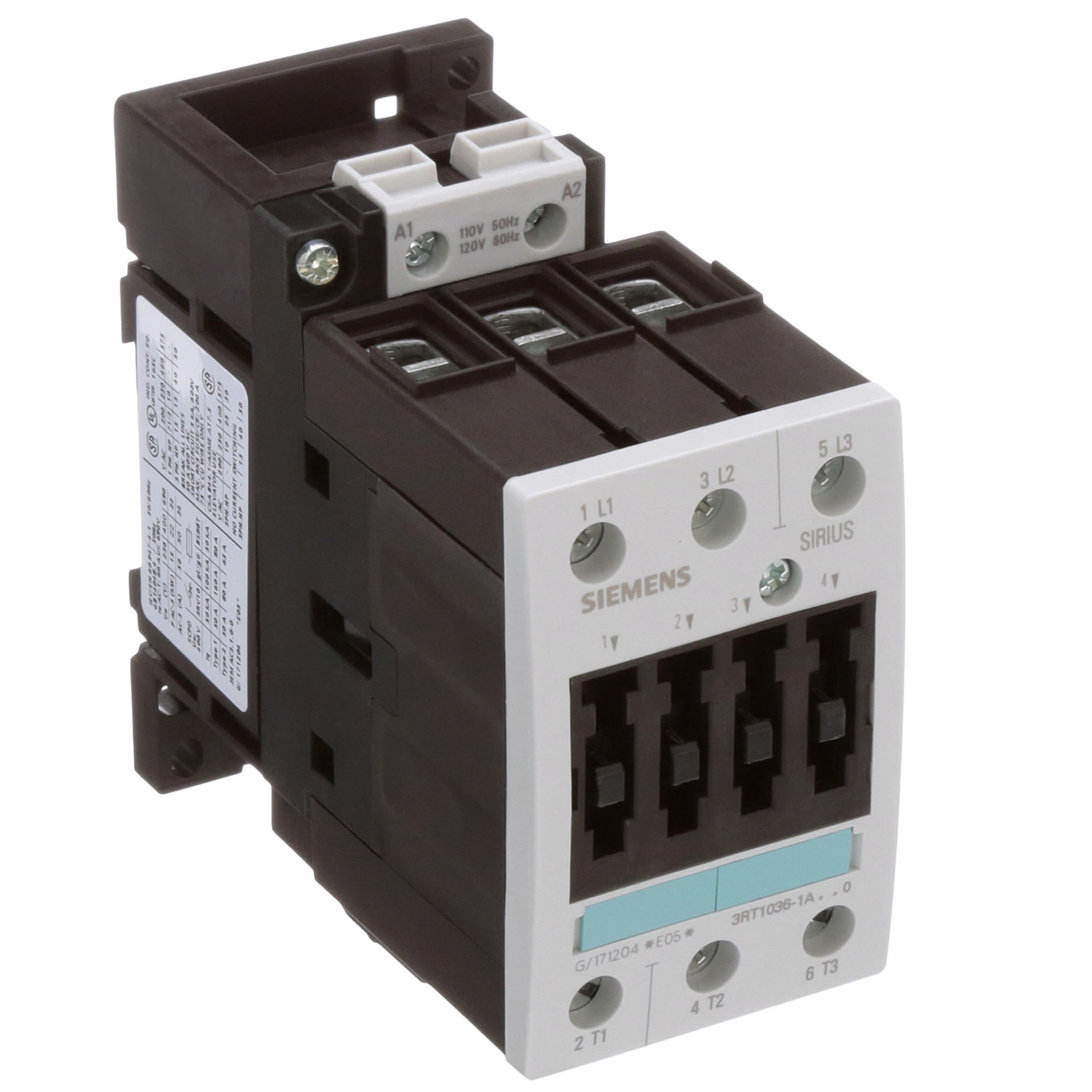 Siemens 208VAC 3-Pole 50A Non-Reversing IEC Magnetic Contactor #3RT1036-1AM20 