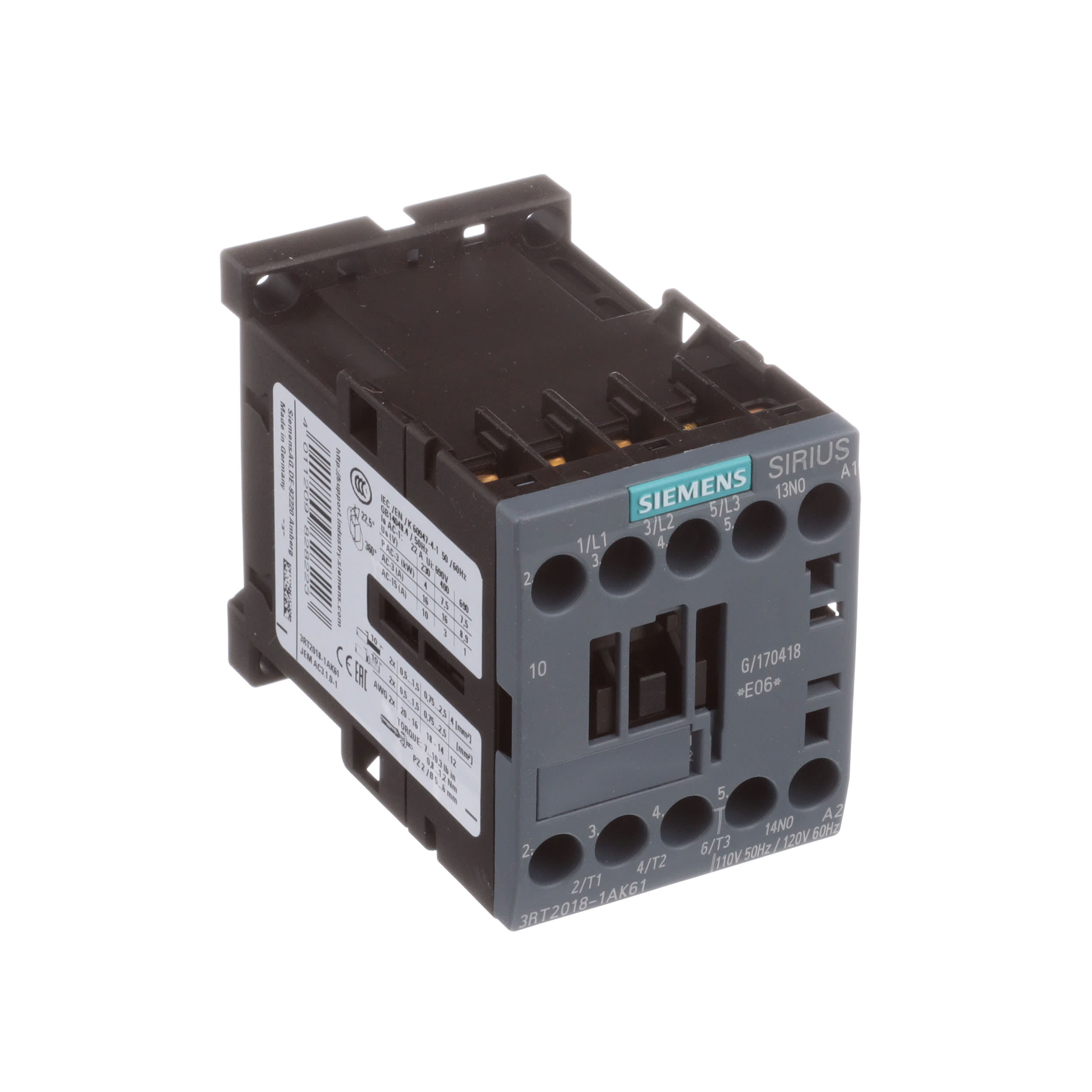 Siemens Sirius 3RT2018-1AP01 Contactor 7.5kW//400V 230 Volt Coil