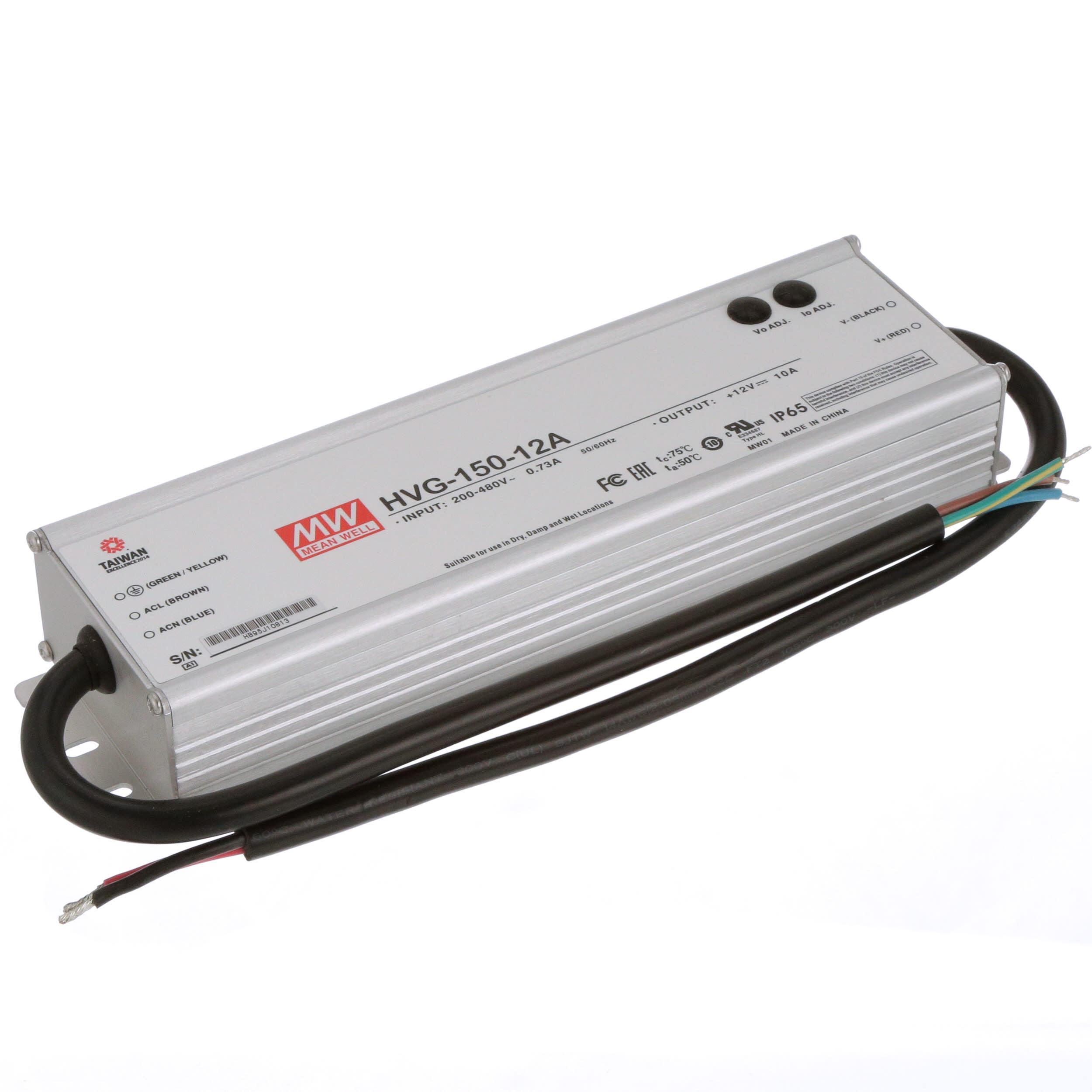 MEAN WELL - HVG-150-12A - Power Supply,AC-DC,12V,10A,200-528V In 