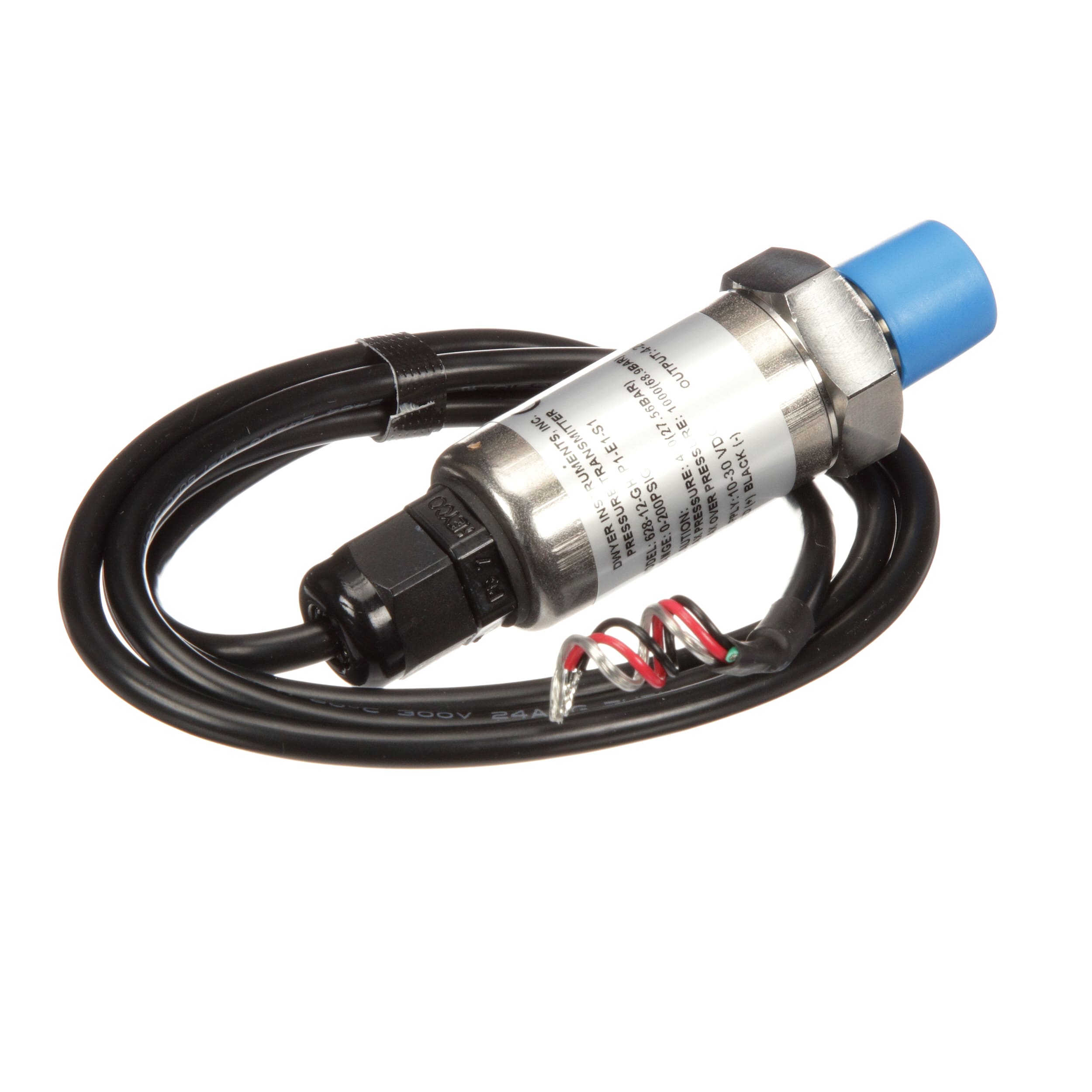 IP66 628-12-GH-P1-E1-S1 range 0-200 psig NEMA 4X w/3 ft cable gland Dwyer® Industrial pressure transmitter 